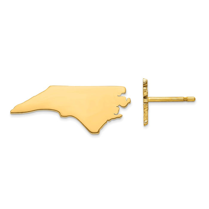 Gold-Plated Silver NC Large State Earrings,