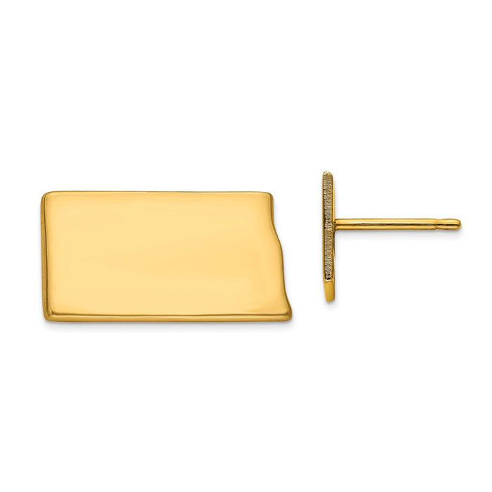 Gold-Plated Silver ND Large State Earrings,