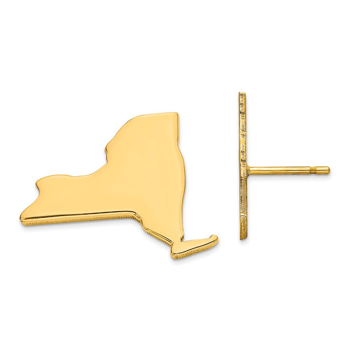 Gold-Plated Silver NY Large State Earrings,