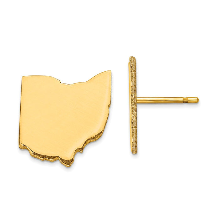 Gold-Plated Silver OH Large State Earrings,
