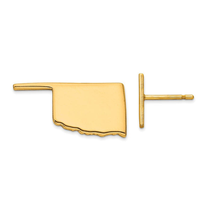 Gold-Plated Silver OK Large State Earrings,