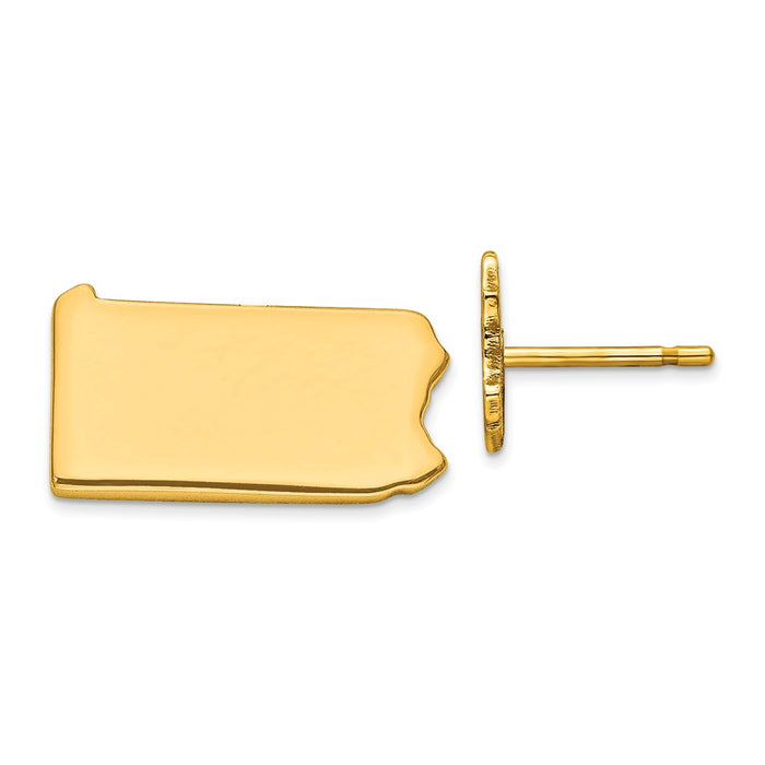 Gold-Plated Silver PA Large State Earrings,