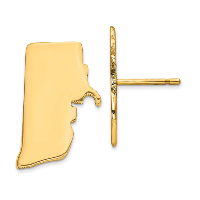 Gold-Plated Silver RI Large State Earrings,