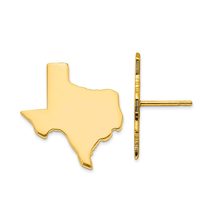 Gold-Plated Silver TX Large State Earrings,