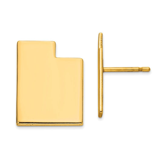 Gold-Plated Silver UT Large State Earrings,