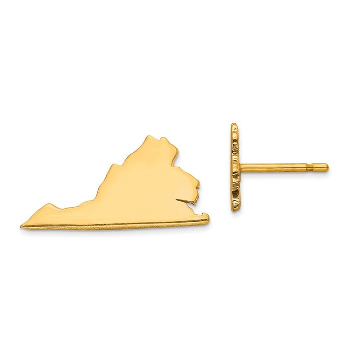 Gold-Plated Silver VA Large State Earrings,