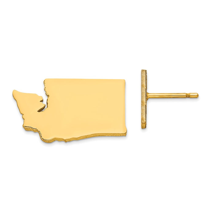 Gold-Plated Silver WA Large State Earrings,