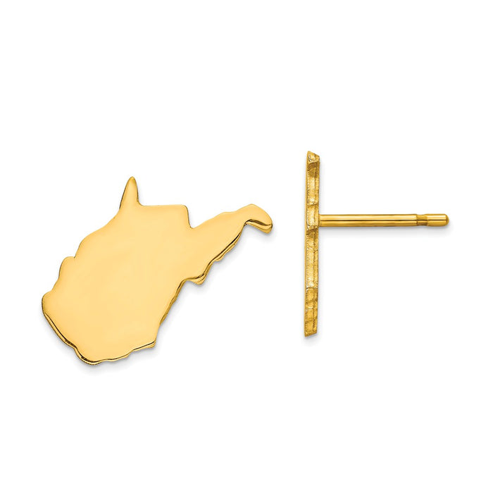 Gold-Plated Silver WV Large State Earrings,