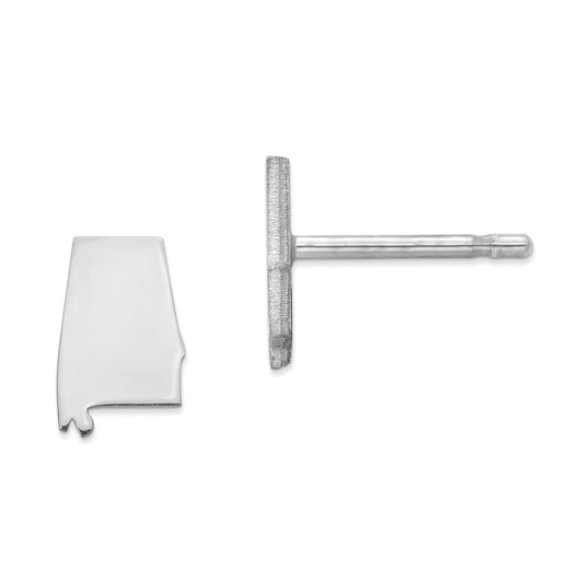 Stella Silver 925 Sterling Silver Rhodium-plated AL Small State Earring, 8.84mm x 5.51mm