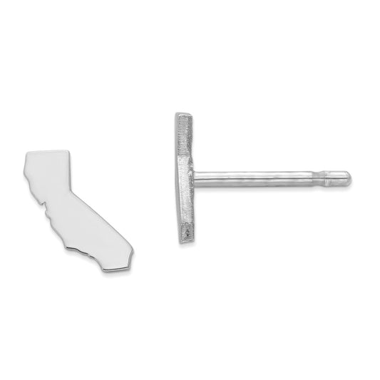 Stella Silver 925 Sterling Silver Rhodium-plated CA Small State Earring, 7.77mm x 6.68mm
