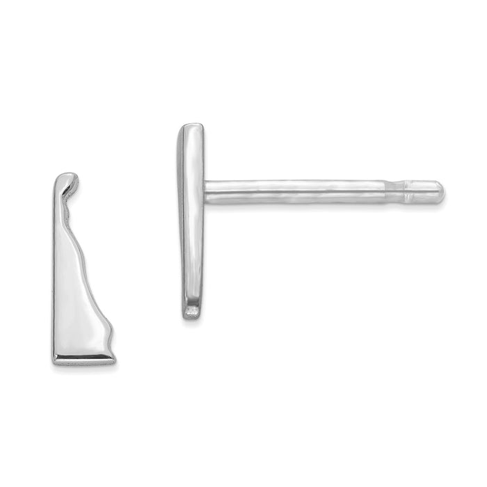 Stella Silver 925 Sterling Silver Rhodium-plated DE Small State Earring, 7.7mm x 2.74mm