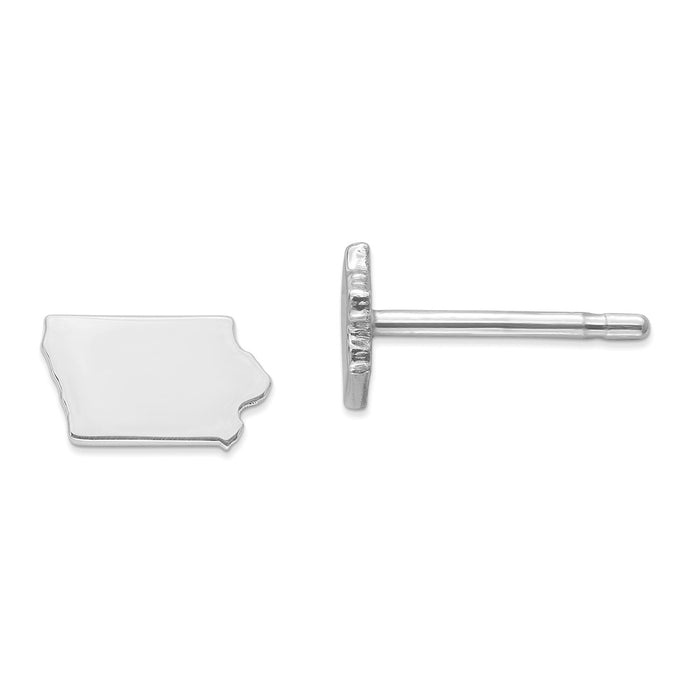 Stella Silver 925 Sterling Silver Rhodium-plated IA Small State Earring, 5.08mm x 8.18mm