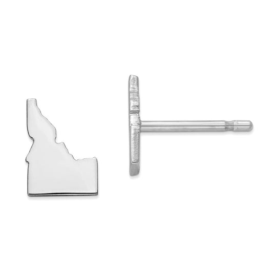 Stella Silver 925 Sterling Silver Rhodium-plated ID Small State Earring, 8.69mm x 6.25mm