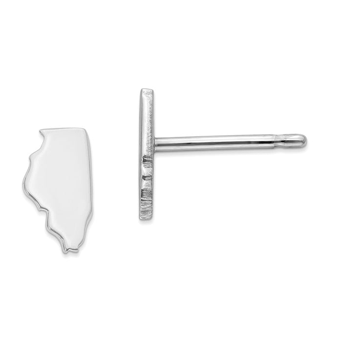 Stella Silver 925 Sterling Silver Rhodium-plated IL Small State Earring, 8.41mm x 4.72mm