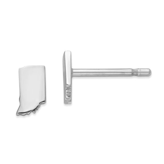 Stella Silver 925 Sterling Silver Rhodium-plated IN Small State Earring, 7.21mm x 4.5mm