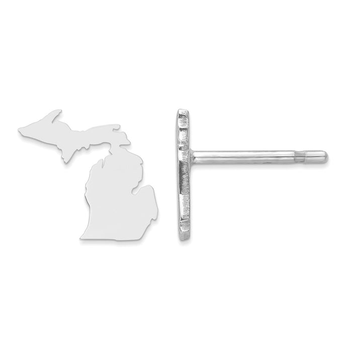 Stella Silver 925 Sterling Silver Rhodium-plated MI Small State Earring, 8.03mm x 6.25mm