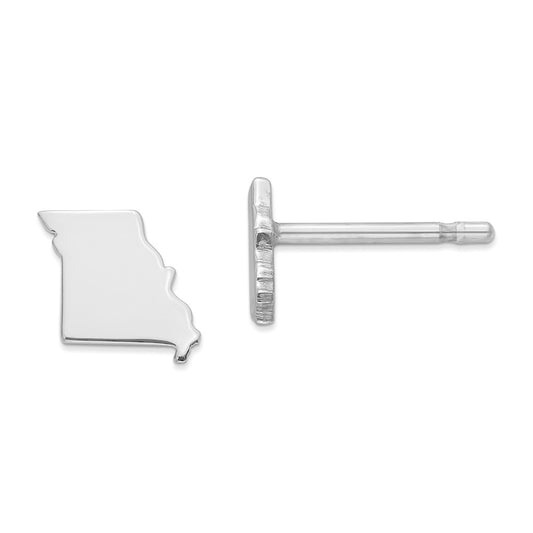 Stella Silver 925 Sterling Silver Rhodium-plated MO Small State Earring, 6.88mm x 7.52mm