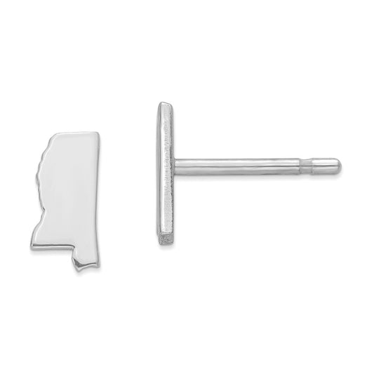 Stella Silver 925 Sterling Silver Rhodium-plated MS Small State Earring, 8.13mm x 4.45mm