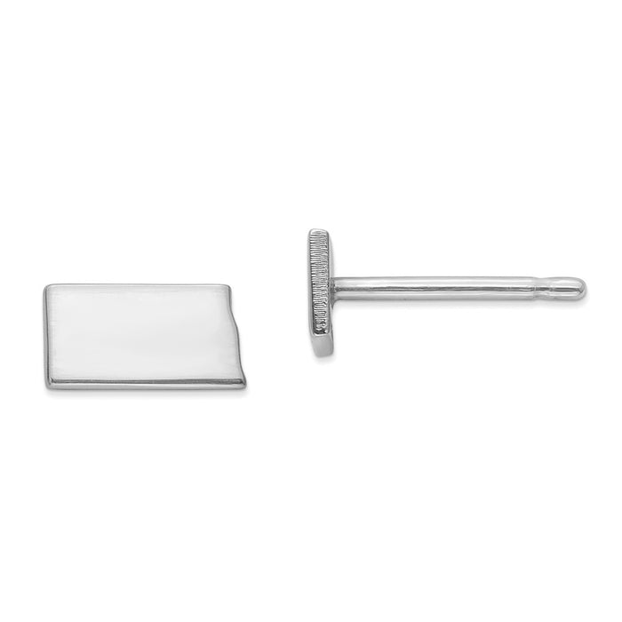 Stella Silver 925 Sterling Silver Rhodium-plated ND Small State Earring, 4.37mm x 8.2mm