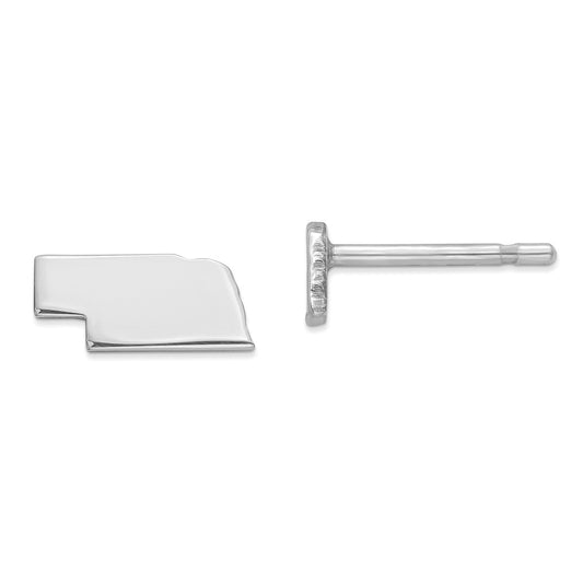 Stella Silver 925 Sterling Silver Rhodium-plated NE Small State Earring, 4.34mm x 9.58mm