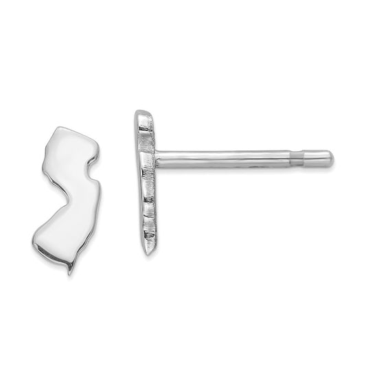 Stella Silver 925 Sterling Silver Rhodium-plated NJ Small State Earring, 8.51mm x 4.37mm