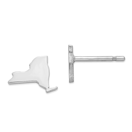 Stella Silver 925 Sterling Silver Rhodium-plated NY Small State Earring, 6.93mm x 9.17mm