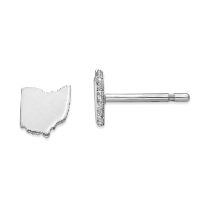 Stella Silver 925 Sterling Silver Rhodium-plated OH Small State Earring, 6.17mm x 5.49mm