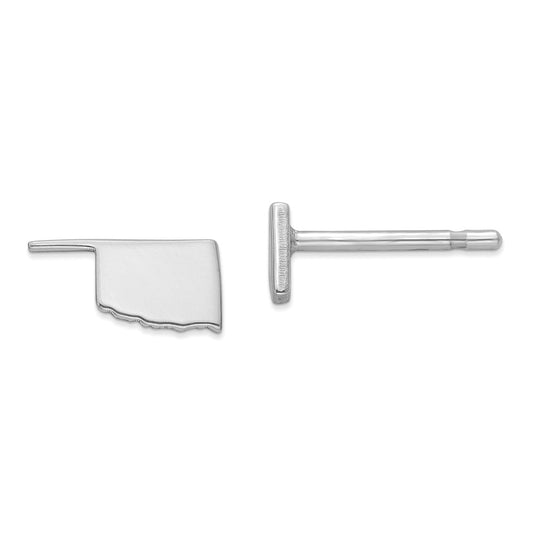 Stella Silver 925 Sterling Silver Rhodium-plated OK Small State Earring, 4.6mm x 8.97mm