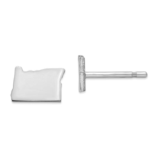 Stella Silver 925 Sterling Silver Rhodium-plated OR Small State Earring, 5.66mm x 8.28mm