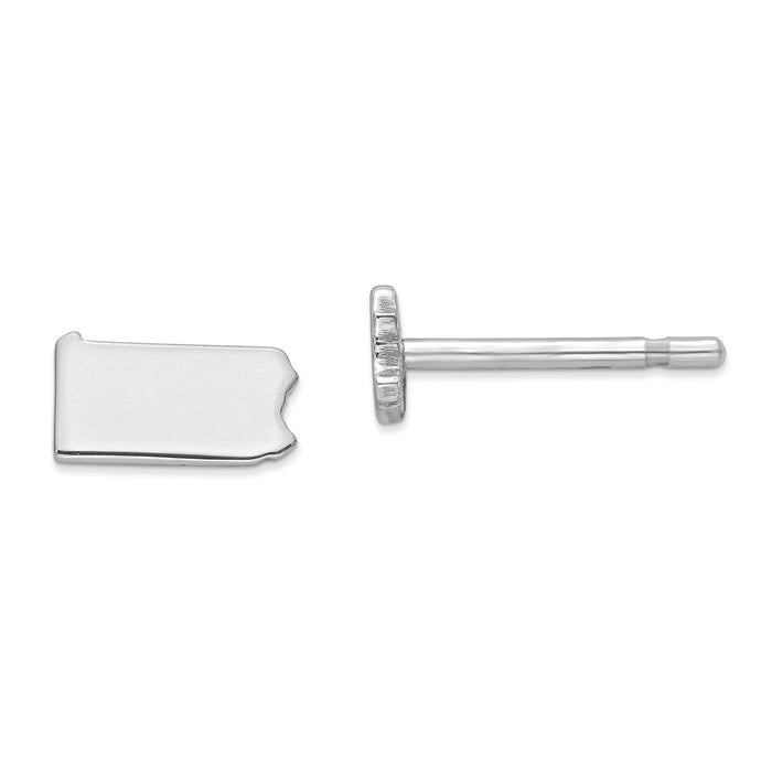 Stella Silver 925 Sterling Silver Rhodium-plated PA Small State Earring, 4.24mm x 7.54mm