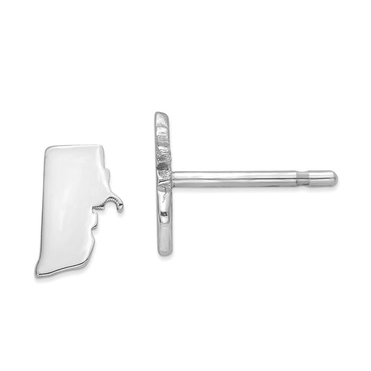 Stella Silver 925 Sterling Silver Rhodium-plated RI Small State Earring, 8.15mm x 5.54mm