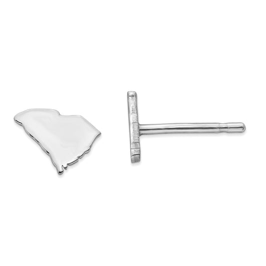 Stella Silver 925 Sterling Silver Rhodium-plated SC Small State Earring, 6.27mm x 7.95mm