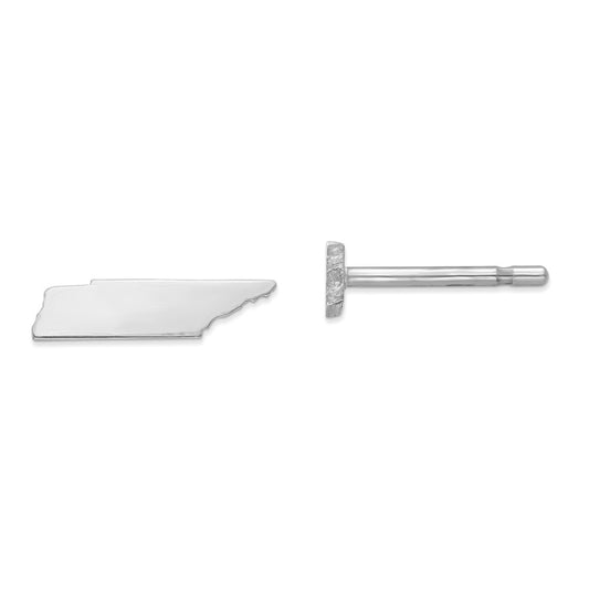 Stella Silver 925 Sterling Silver Rhodium-plated TN Small State Earring, 2.34mm x 9.32mm