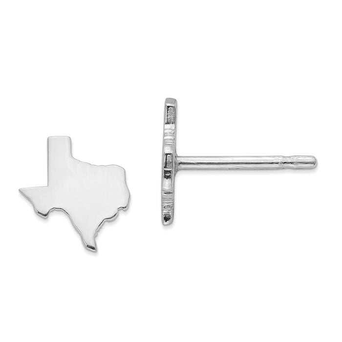 Stella Silver 925 Sterling Silver Rhodium-plated TX Small State Earring, 8.23mm x 7.77mm