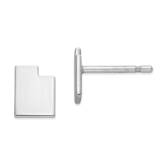 Stella Silver 925 Sterling Silver Rhodium-plated UT Small State Earring, 7.32mm x 5.61mm