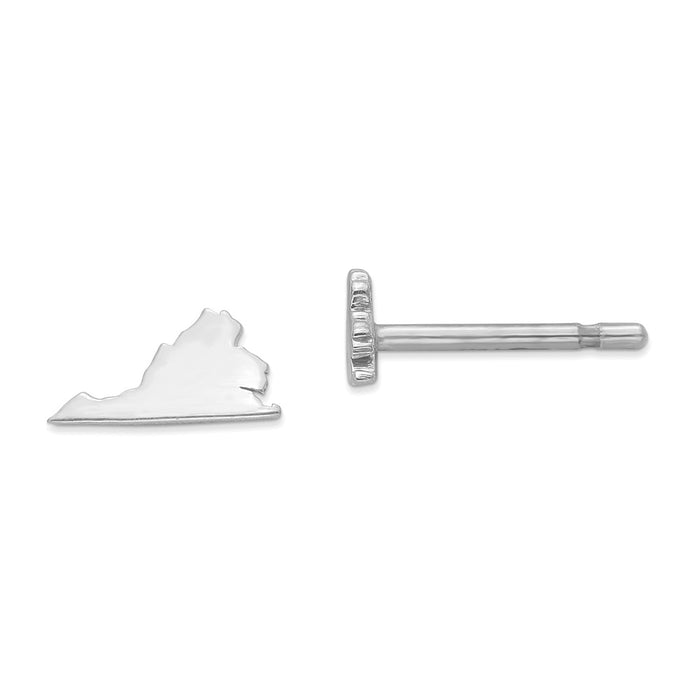 Stella Silver 925 Sterling Silver Rhodium-plated VA Small State Earring, 4.27mm x 8.48mm