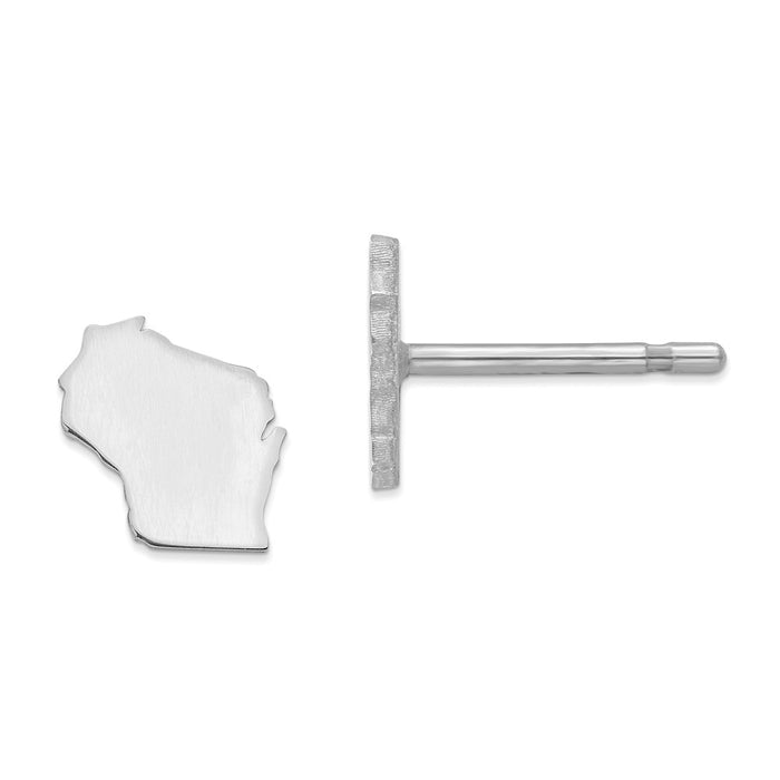 Stella Silver 925 Sterling Silver Rhodium-plated WI Small State Earring, 7.26mm x 6.96mm