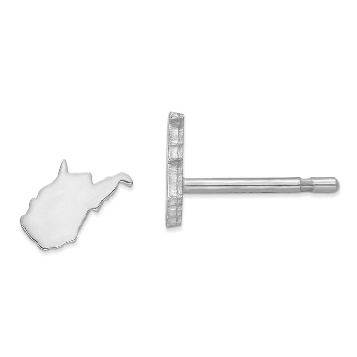 Stella Silver 925 Sterling Silver Rhodium-plated WV Small State Earring, 6.99mm x 7.65mm