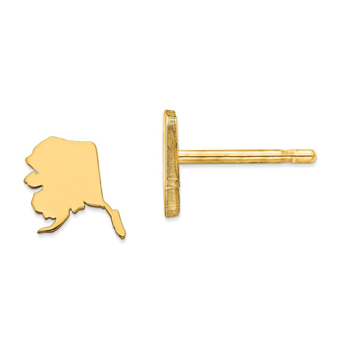 Gold-Plated Silver AK Small State Earring, 8.15mm x 8.1mm