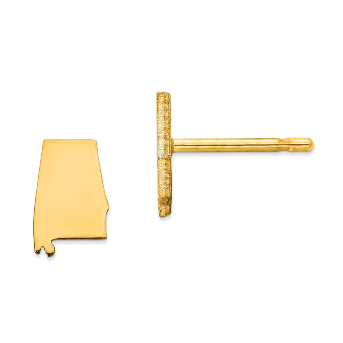 Gold-Plated Silver AL Small State Earring, 8.84mm x 5.51mm