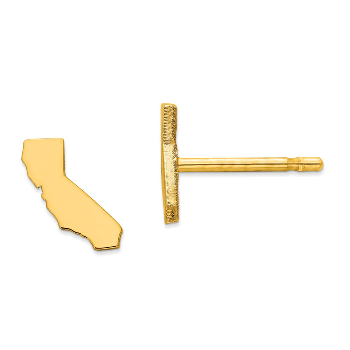 Gold-Plated Silver CA Small State Earring, 7.77mm x 6.68mm
