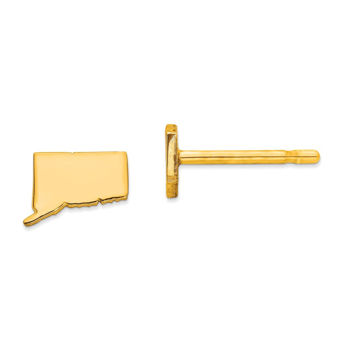 Gold-Plated Silver CT Small State Earring, 5.66mm x 7.82mm