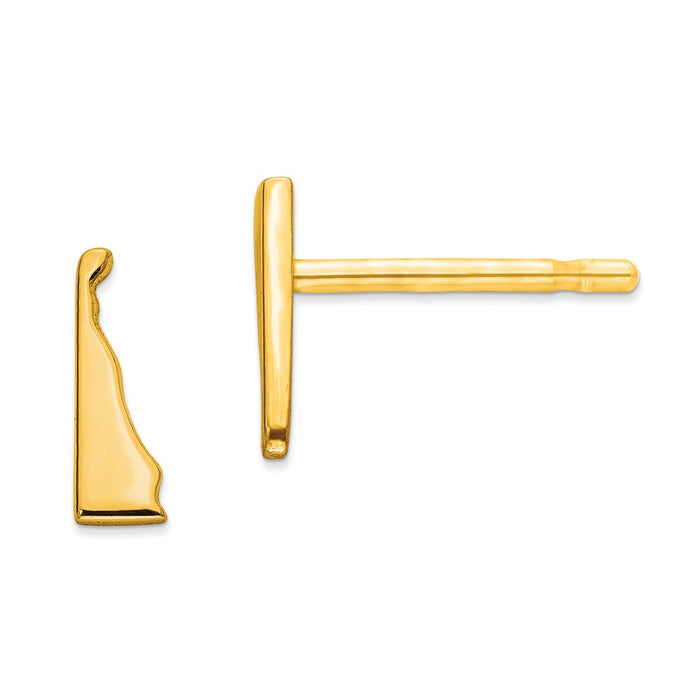 Gold-Plated Silver DE Small State Earring, 7.7mm x 2.74mm