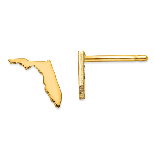 Million Charms 14k Yellow Gold FL Small State Earrings,