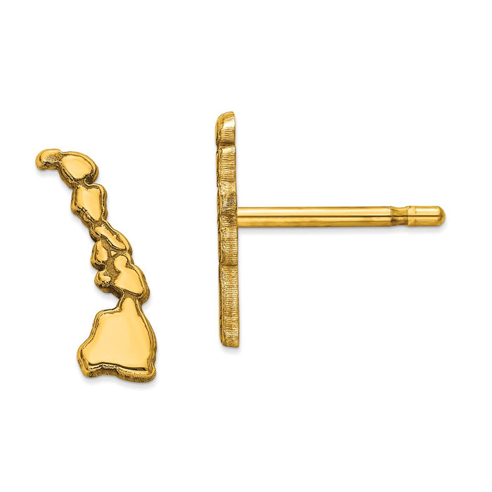 Gold-Plated Silver HI Small State Earring, 7.52mm x 10.62mm