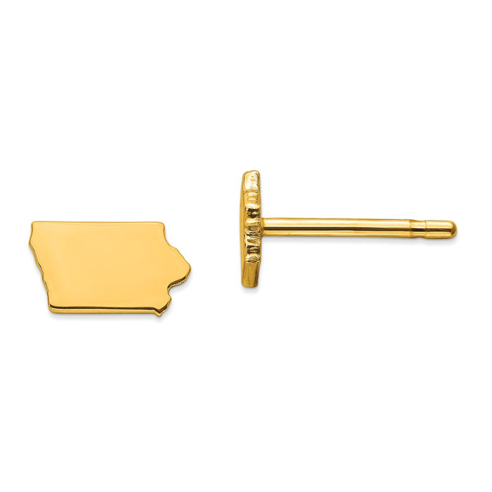 Gold-Plated Silver IA Small State Earring, 5.08mm x 8.18mm