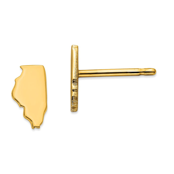 Gold-Plated Silver IL Small State Earring, 8.41mm x 4.72mm