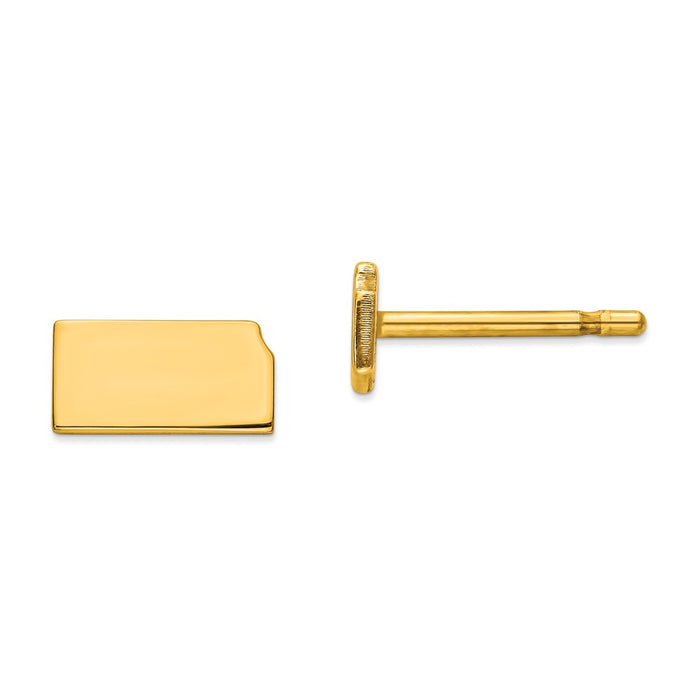 Gold-Plated Silver KS Small State Earring, 4.24mm x 8.03mm