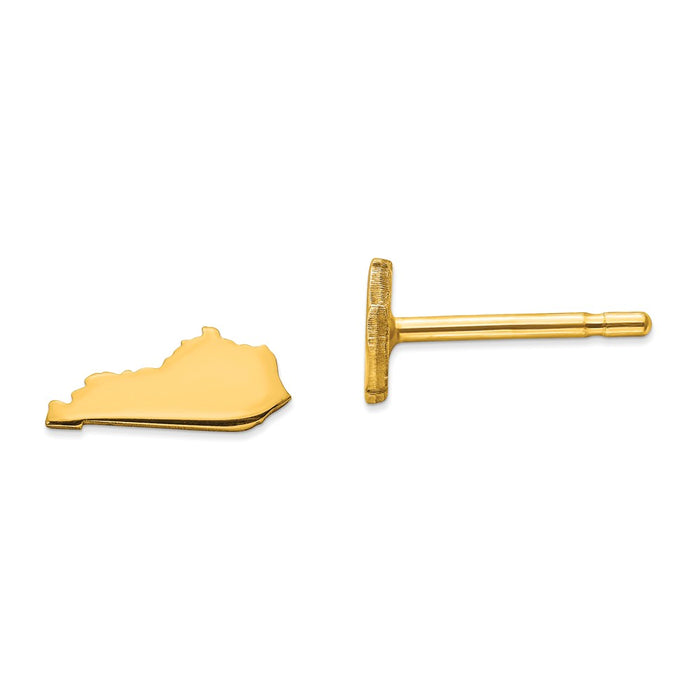 Gold-Plated Silver KY Small State Earring, 4.22mm x 8.99mm