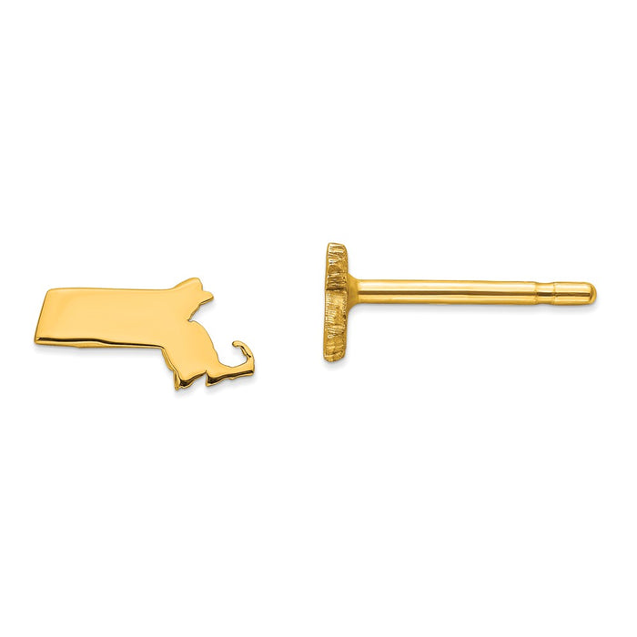 Gold-Plated Silver MA Small State Earring, 4.52mm x 8.48mm